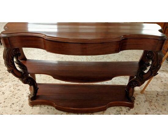 Large French mahogany console table in Louis Philippe style from the 1800s