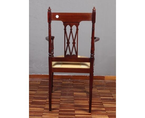 Antique Victorian mahogany armchair from the 1800s with inlays