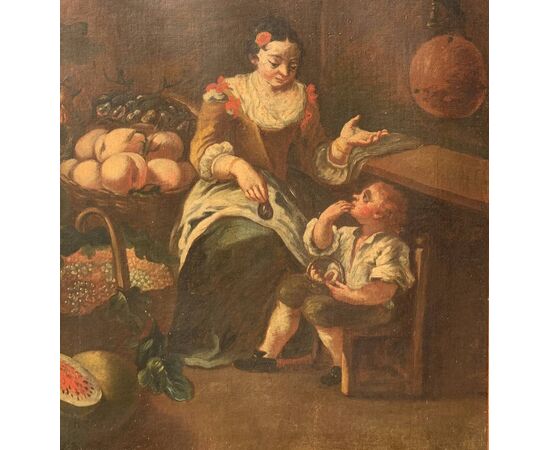 Pittore italiano (XVIII sec.) - La venditrice di frutta.