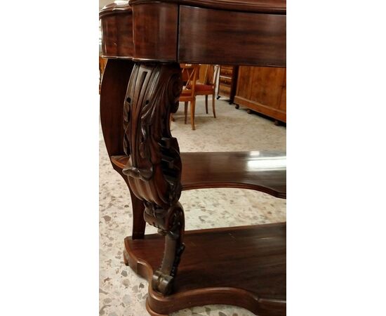 Large French mahogany console table in Louis Philippe style from the 1800s