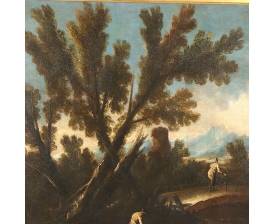 Dipinto Paesaggio Fluviale con Figure