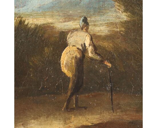 Dipinto Paesaggio Fluviale con Figure