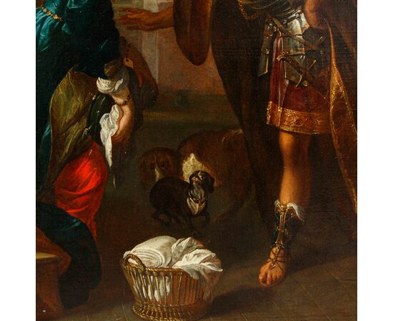 Monogrammista I.H., identificabile con Jan van den Hecke (Kwaremont, 1620 – Anversa, 1684), Sesto Tarquinio sorprende Lucrezia al lavoro