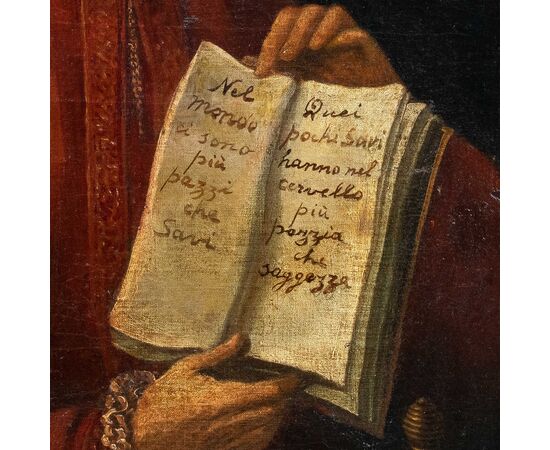 Pittore italiano (XVIII sec.) - Ritratto di gentiluomo con aforismo.