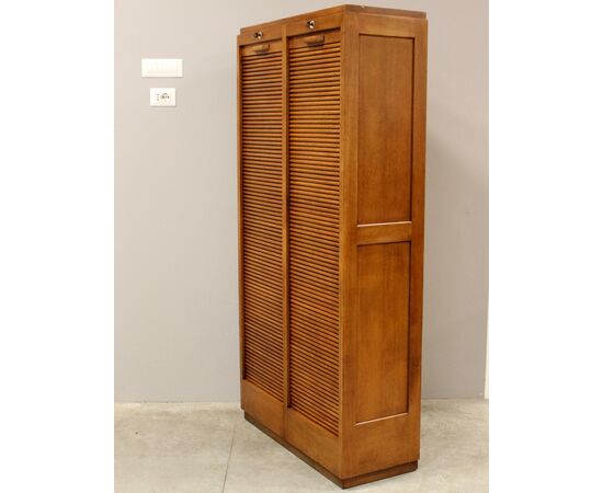 Antique oak roll-top filing cabinet