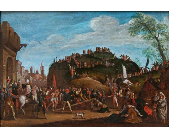 Seguace di Jacques Caillot, prima metà del XVIII secolo, Salita al calvario