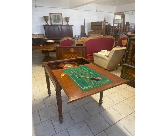 Inlaid game table with roulette