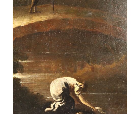 Dipinto Paesaggio Fluviale con Figure