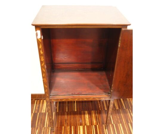 Antique Dutch cabinet from the 1800s in richly inlaid mahogany wood