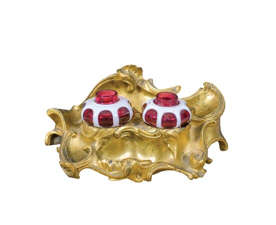 Calamaio in bronzo dorato. Maison Henry Dasson (Parigi 1825-1896).
