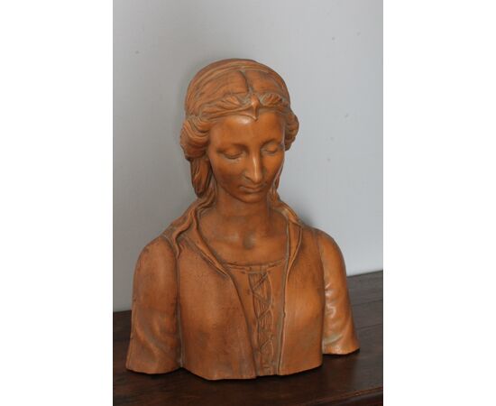Antico busto terracotta  Liberty anni 1920 Toscana Nobildonna . h 52