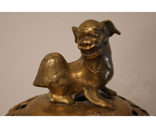 Antique small French brass incense burner from the 1800s