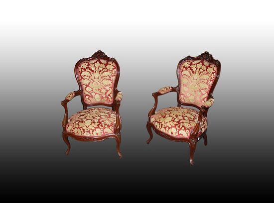 Pair of Louis Philippe armchairs from the 1800s in rosewood