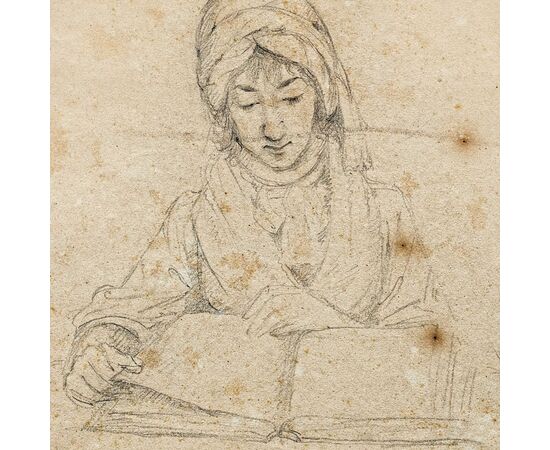 Disegnatore italiano (XVIII-XIX sec.) - Studio per una scrittrice.