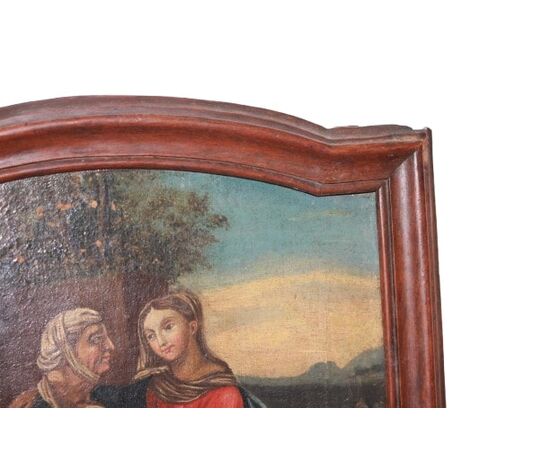 Olio si tela francese di fine 1700 Raffigurante Madonna con Sant'Anna