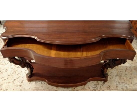 Large French mahogany console table in Louis Philippe style from the 1800s