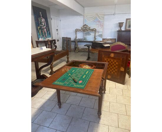 Inlaid game table with roulette