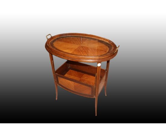 French Louis XVI coffee table with crystal tray and flaps