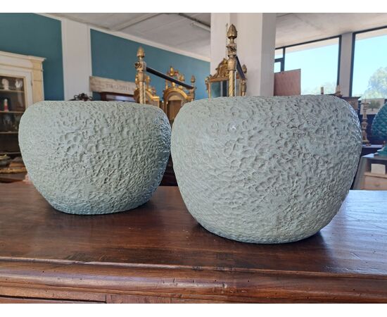 Pair of 19th-century painted terracotta cachepots
