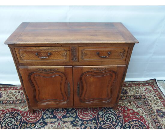 SMALL TWO-DOOR SOLID WALNUT SIDEBOARD, 19th CENTURY FRANCE cm L115xW51xH99