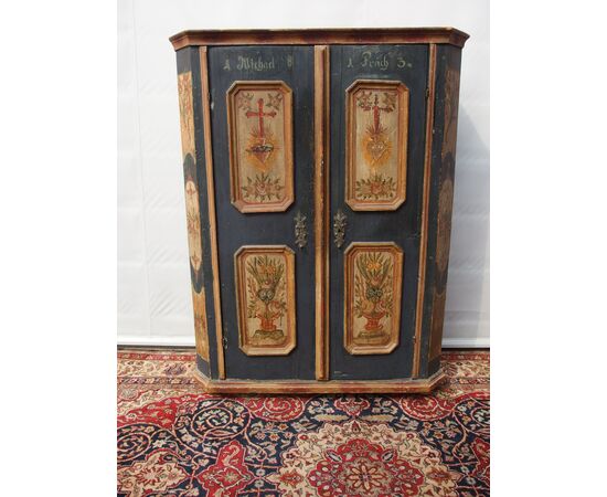 LACQUERED TWO-DOOR CABINET-CUPBOARD EARLY 1800S TYROLEAN ORIGIN cm L115xP45xH159