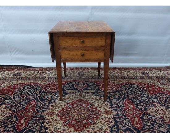 RUSTIC LOUIS XVI STYLE DROP-LEAF TABLE cm closed L54xW59xH73 open L104xW59
