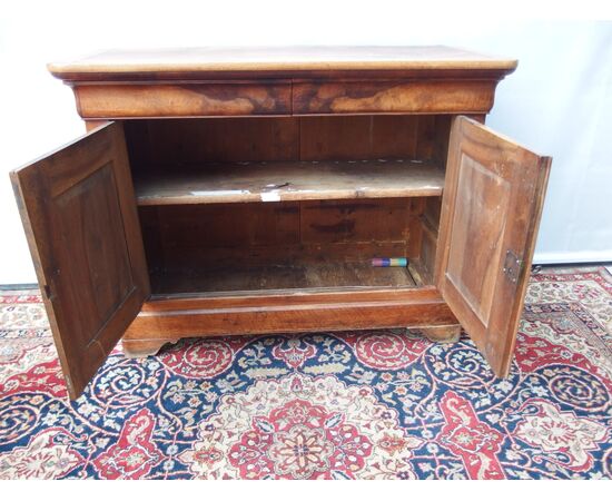 CAPPUCCINO SIDEBOARD WITH TWO DOORS IN WALNUT, LOUIS PHILIPPE PERIOD, 19th CENTURY FRANCE