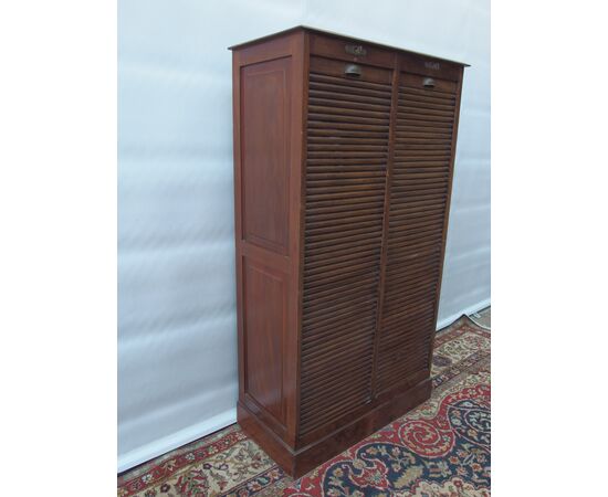 SERRANDINA DOPPIA DA UFFICIO IN LEGNO MASSELLO EPOCA PRIMI 900  cm L84xP52xH149