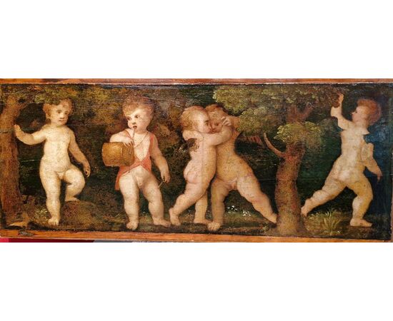 Pair of panel paintings (Venice) Children playing