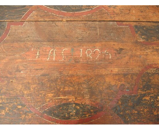 LACQUERED CHEST, 1800s ALSACE - cm L137xP67xH65