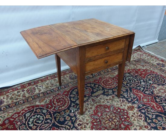 RUSTIC LOUIS XVI STYLE DROP-LEAF TABLE cm closed L54xW59xH73 open L104xW59