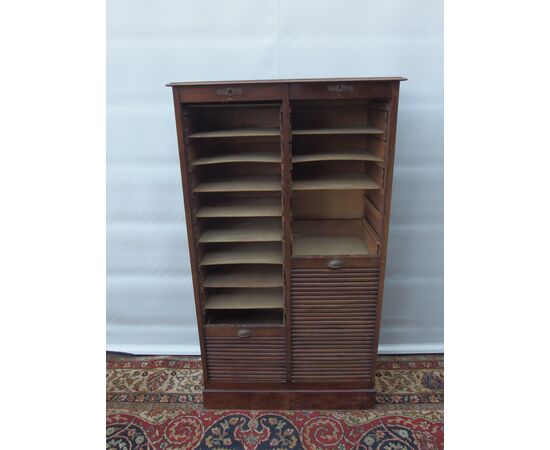 SERRANDINA DOPPIA DA UFFICIO IN LEGNO MASSELLO EPOCA PRIMI 900  cm L84xP52xH149