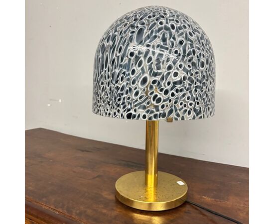 Vintage Murano Vistosi lamp from the 70s. Murrine glass and brass structure. Dimensions: H 50 cm, diameter 32 cm.