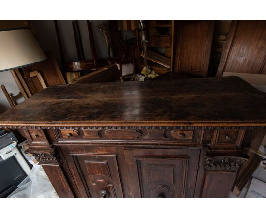 Early 19th century Renaissance style walnut credenza with a beautiful patina