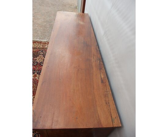 Antique 4-door walnut sideboard, Directoire style, 19th century France, cm L206xP58xH96