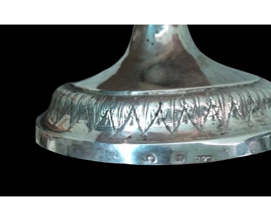 Silver chalice with vermeil cup and stylized leaf decoration. Neapolitan hallmark. Naples.