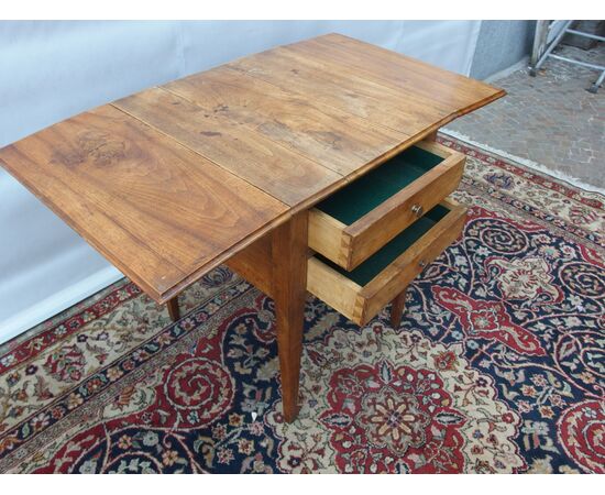 RUSTIC LOUIS XVI STYLE DROP-LEAF TABLE cm closed L54xW59xH73 open L104xW59