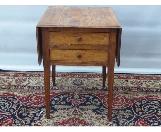RUSTIC LOUIS XVI STYLE DROP-LEAF TABLE cm closed L54xW59xH73 open L104xW59