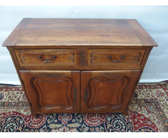 SMALL TWO-DOOR SOLID WALNUT SIDEBOARD, 19th CENTURY FRANCE cm L115xW51xH99