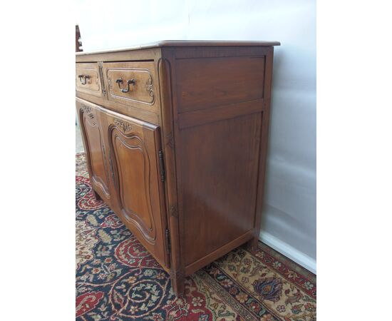 SMALL TWO-DOOR SOLID WALNUT SIDEBOARD, 19th CENTURY FRANCE cm L115xW51xH99