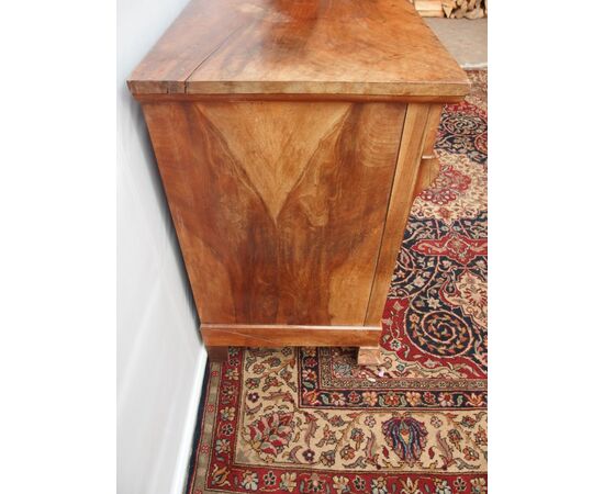 Antique 4-door walnut sideboard, Directoire style, 19th century France, cm L206xP58xH96