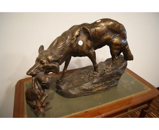 Antica scultura firmata Thomas François Cartier del 1900 in terracotta