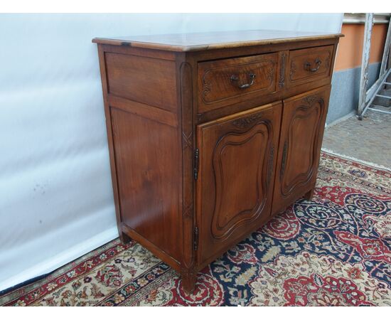 SMALL TWO-DOOR SOLID WALNUT SIDEBOARD, 19th CENTURY FRANCE cm L115xW51xH99