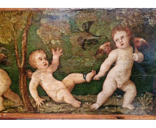 Pair of panel paintings (Venice) Children playing