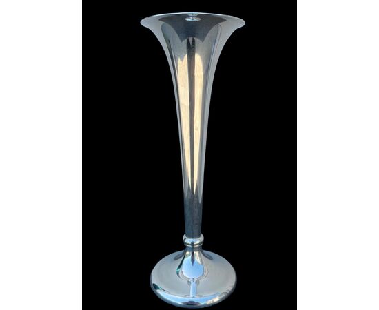 Silver 'trumpet' vase with round base, everted mouth and tapered body. Germany.