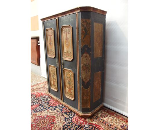LACQUERED TWO-DOOR CABINET-CUPBOARD EARLY 1800S TYROLEAN ORIGIN cm L115xP45xH159