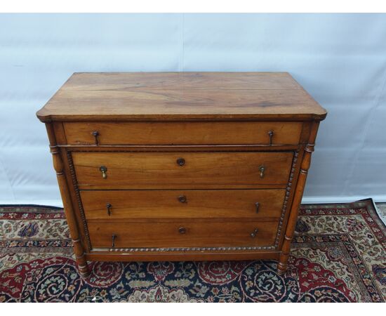 LOUIS PHILIPPE WALNUT CHEST OF DRAWERS, 19TH CENTURY, PIEDMONT - cm W 117xD55xH101