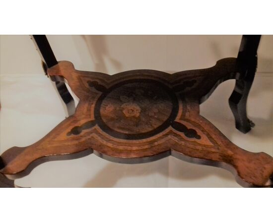 Precious ice-carrier coffee table, inlaid flower box, ebonized Napoleon III style, France, 19th century