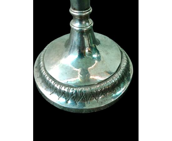 Silver chalice with vermeil cup and stylized leaf decoration. Neapolitan hallmark. Naples.