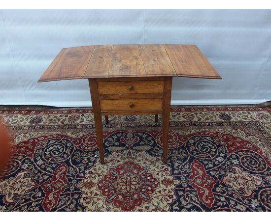 RUSTIC LOUIS XVI STYLE DROP-LEAF TABLE cm closed L54xW59xH73 open L104xW59